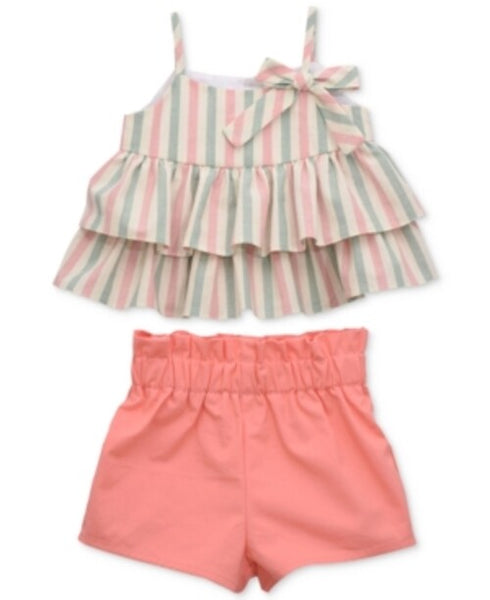 Bonnie Baby Baby Girls 2-Pc. Tiered Top & Shorts Set 6-9 Months